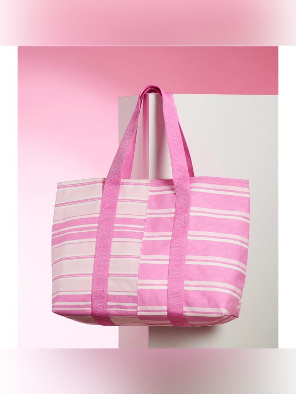 Victoria's Secret Pink & White Striped Beach Tote